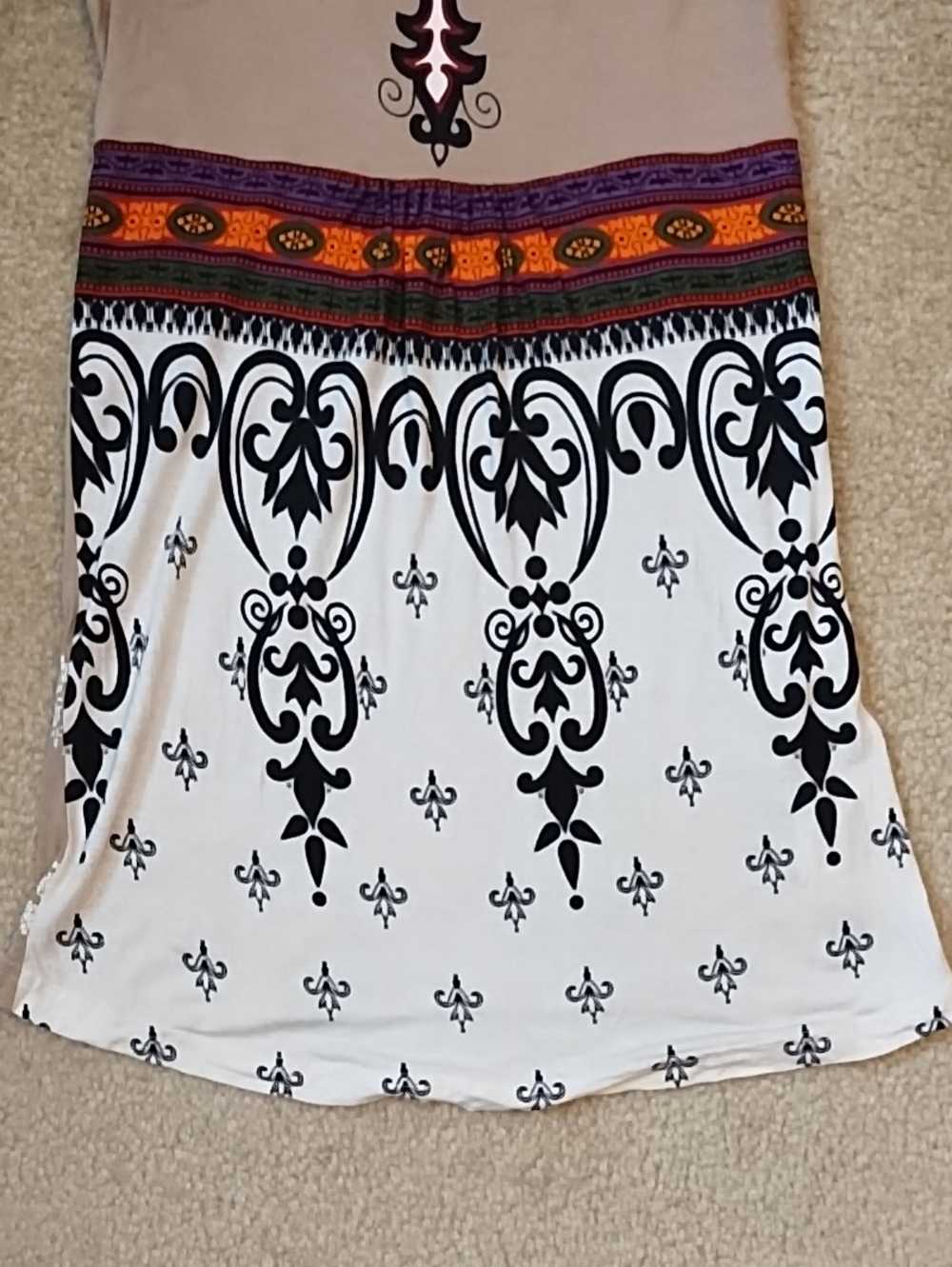 Global Desi Sleeveless Knit Tunic Top Women's Size XS Boho Black White Purple - Picture 3 of 7